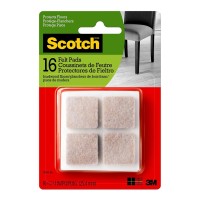 Scotch Felt Pads SP844 2.54cm Square Beige, Pack of 16